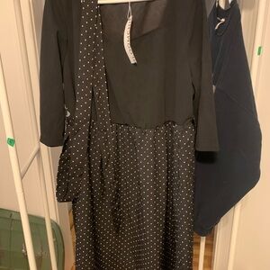 BloomChic Black and White Polka Dot Long Sleeve Dress